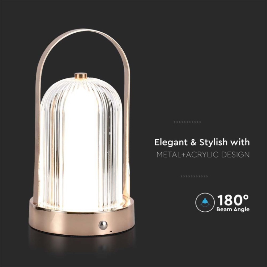 LED Dimming rechargeable touch επιτραπέζια λάμπα LED/1W/5V 3000-6000K 1800 mAh χαλκός