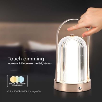 LED Dimming rechargeable touch επιτραπέζια λάμπα LED/1W/5V 3000-6000K 1800 mAh χαλκός