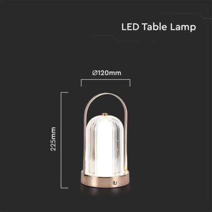 LED Dimming rechargeable touch επιτραπέζια λάμπα LED/1W/5V 3000-6000K 1800 mAh χαλκός