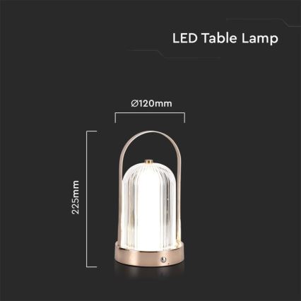 LED Dimming rechargeable touch επιτραπέζια λάμπα LED/1W/5V 3000-6000K 1800 mAh χρυσαφί