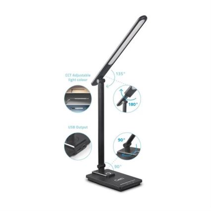 Επιτραπέζια λάμπα dimming LED with USB LED/9W/230V 3000K/4000K/5500K μαύρο