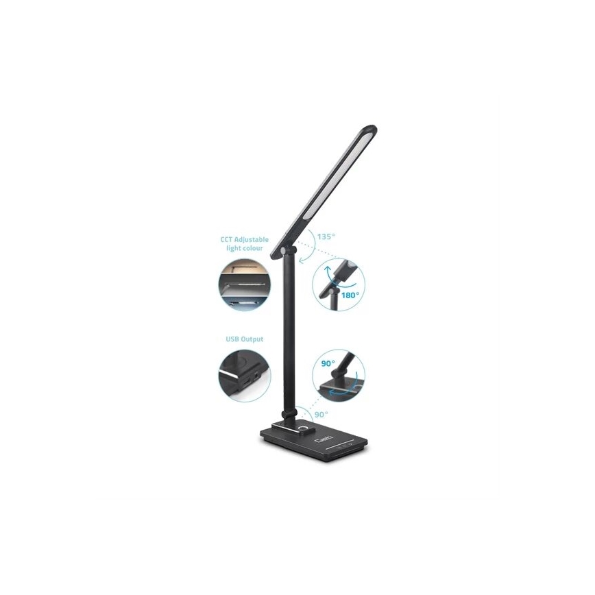 Επιτραπέζια λάμπα dimming LED with USB LED/9W/230V 3000K/4000K/5500K μαύρο