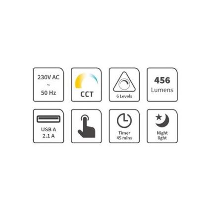 Επιτραπέζια λάμπα dimming LED with USB LED/9W/230V 3000K/4000K/5500K μαύρο