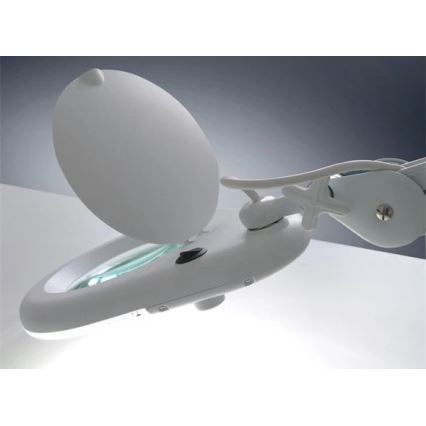 Επιτραπέζια λάμπα LED με μεγενθυντκό φακό LED/9W/230V λευκό/γυαλιστερό χρώμιο