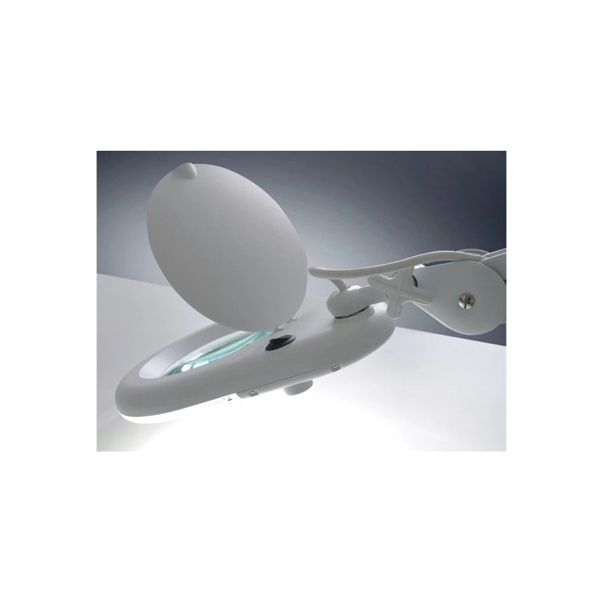 Επιτραπέζια λάμπα LED με μεγενθυντκό φακό LED/9W/230V λευκό/γυαλιστερό χρώμιο