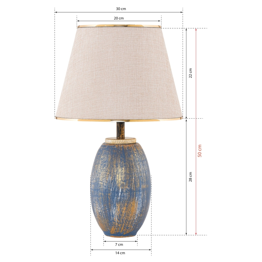 Επιτραπέζια λαμπά RAMZES 1xE27/40W/230V κρεμ/μπλε