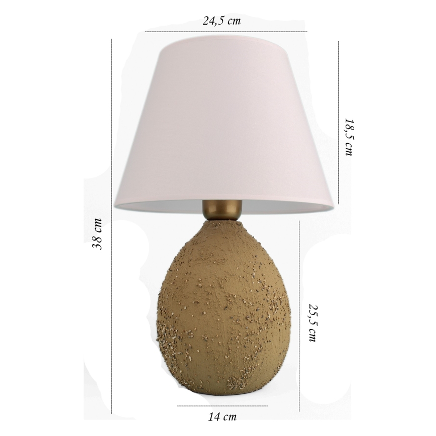 Επιτραπέζια λάμπα RAMZES 1xE27/40W/230V λευκή/καφέ