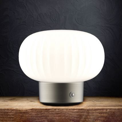 Επιτραπέζια λάμπα αφής dimming LED LATTE LED/1,8W/5V USB 2000 mAh ματ χρώμιο/λευκό
