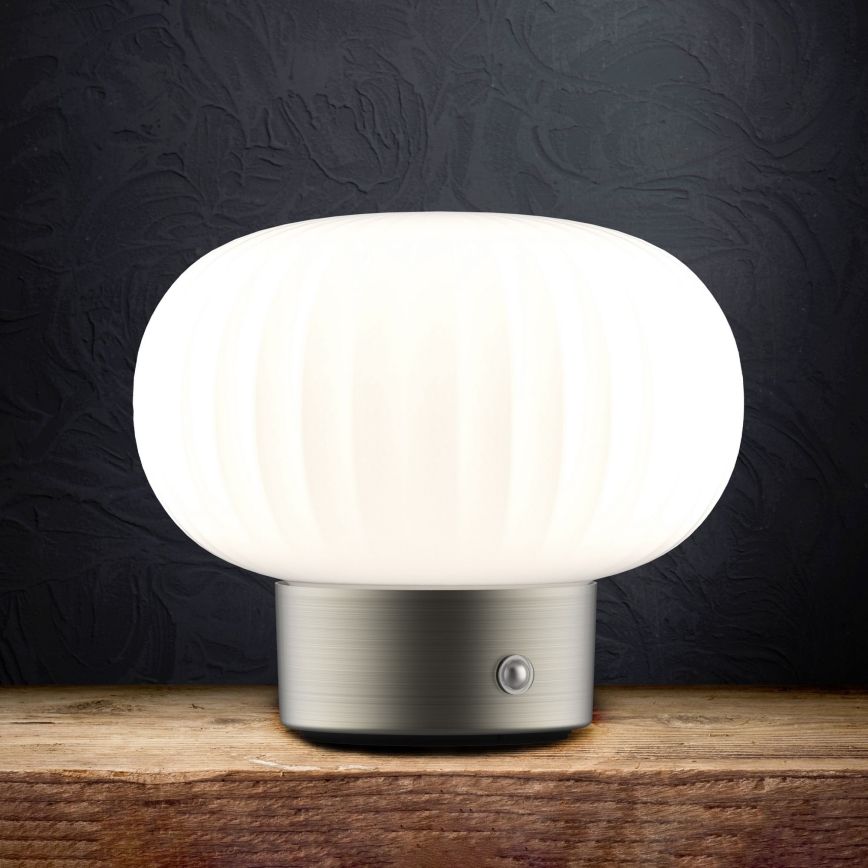 Επιτραπέζια λάμπα αφής dimming LED LATTE LED/1,8W/5V USB 2000 mAh ματ χρώμιο/λευκό