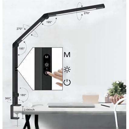 LED Dimming αφής εύκαμπτο Επιτραπέζιο φωτιστικό POINTIQ LED/12W/230V 3000/4000/5000/6500K CRI 92 μαύρο