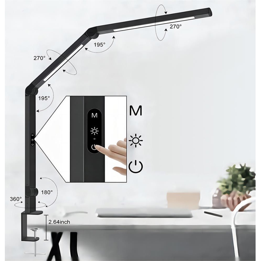 LED Dimming αφής εύκαμπτο Επιτραπέζιο φωτιστικό POINTIQ LED/12W/230V 3000/4000/5000/6500K CRI 92 μαύρο