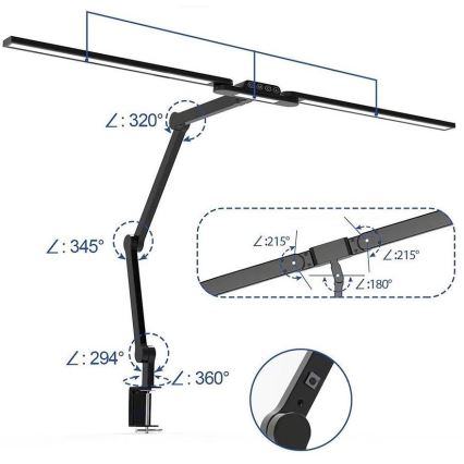 LED Dimming αφής εύκαμπτο Επιτραπέζιο φωτιστικό POINTIQ LED/24W/230V 3000-6500K CRI 92 μαύρο