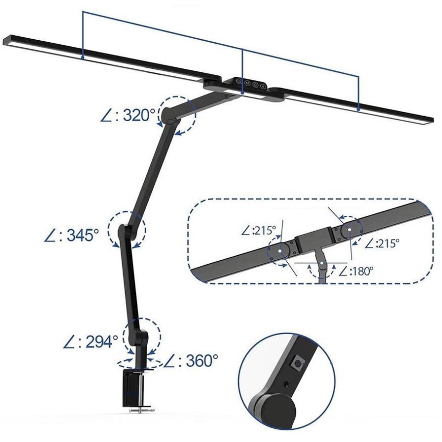 LED Dimming αφής εύκαμπτο Επιτραπέζιο φωτιστικό POINTIQ LED/24W/230V 3000-6500K CRI 92 μαύρο