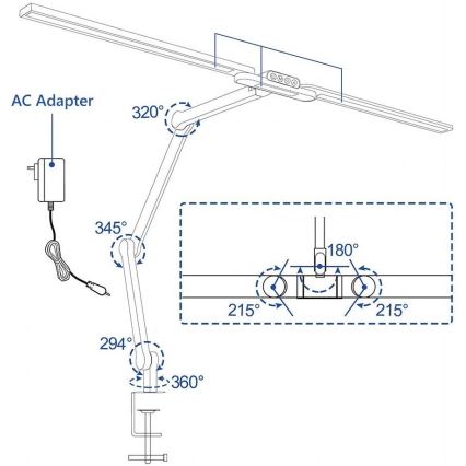 LED Dimming αφής εύκαμπτο Επιτραπέζιο φωτιστικό POINTIQ LED/24W/230V 3000-6500K CRI 92 μαύρο