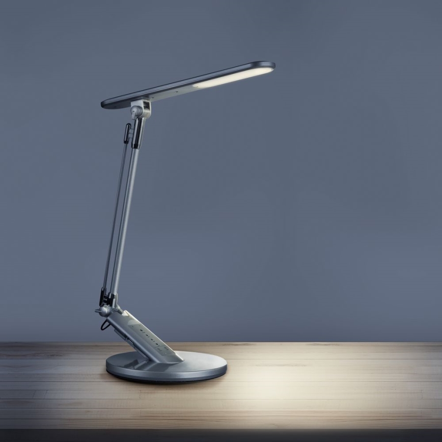 Επιτραπέζια λάμπα αφής dimming LED OPTIMUM LED/7W/230V USB 3000/4000/6000K ασήμι