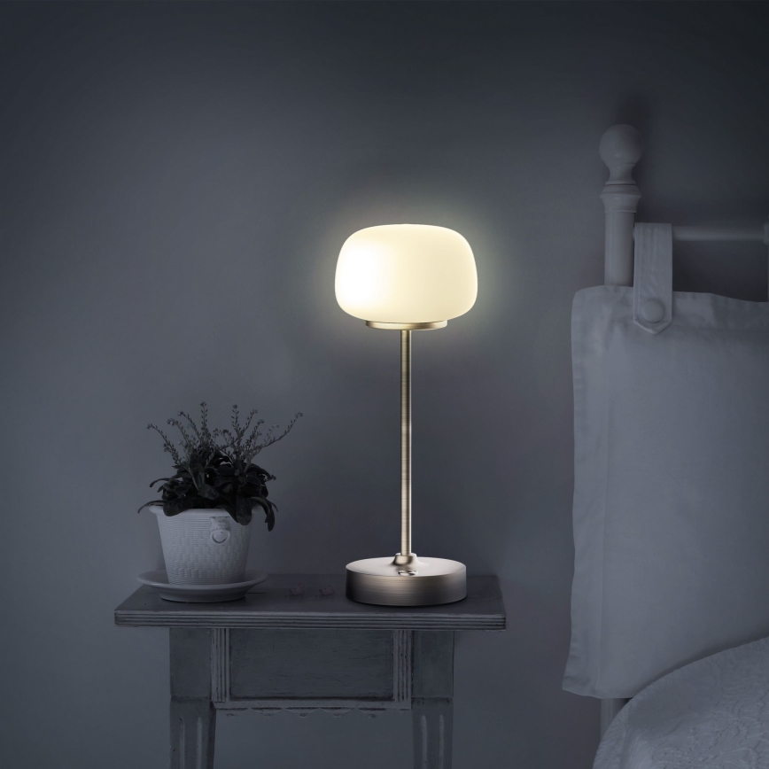 Επιτραπέζια λάμπα αφής dimming LED RIMINI LED/2W/5V USB 2000 mAh χρυσό/λευκό