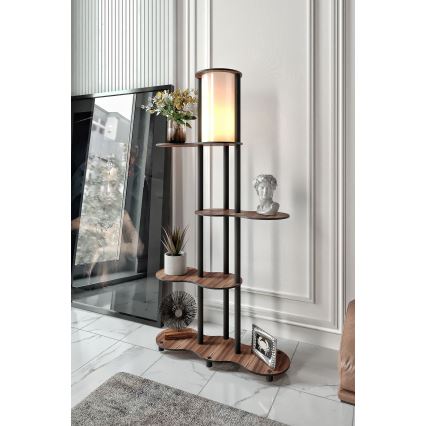 Επιτραπέζια λάμπα με ράφια NOTO 1xE27/40W/230V καφέ/μαύρη