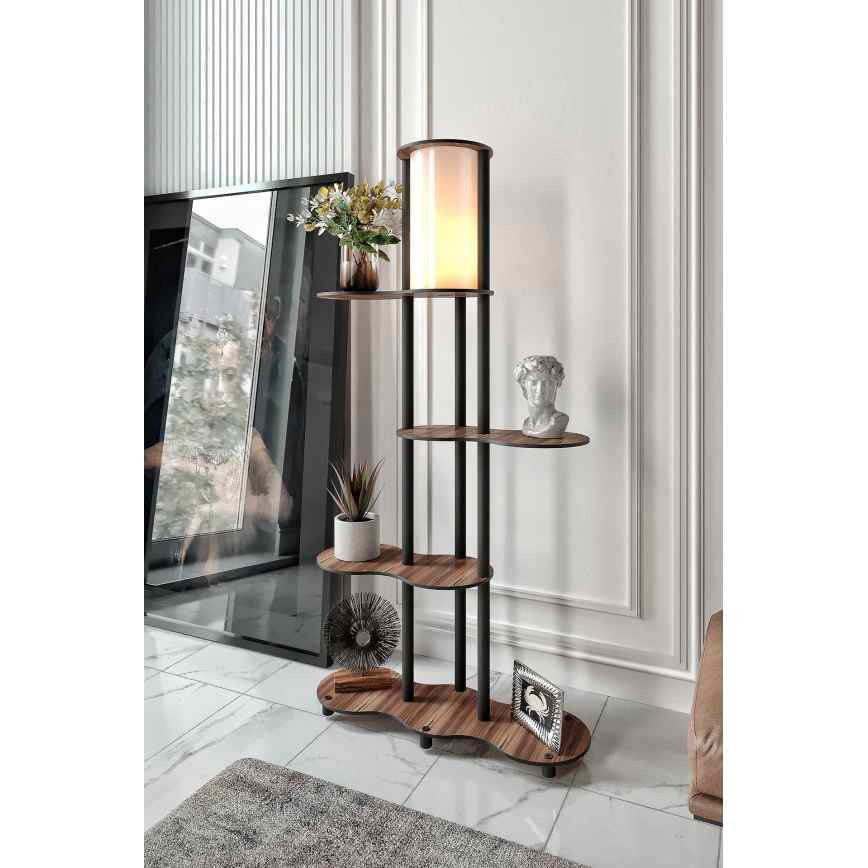 Επιτραπέζια λάμπα με ράφια NOTO 1xE27/40W/230V καφέ/μαύρη