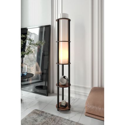 Επιτραπέλιος λαμπερός με ράφια NOTO 1xE27/40W/230V καφέ/μαύρη