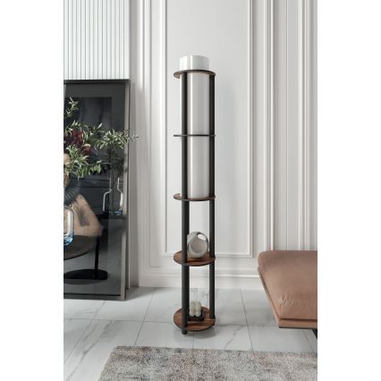 Επιτραπέλιος λαμπερός με ράφια NOTO 1xE27/40W/230V καφέ/μαύρη