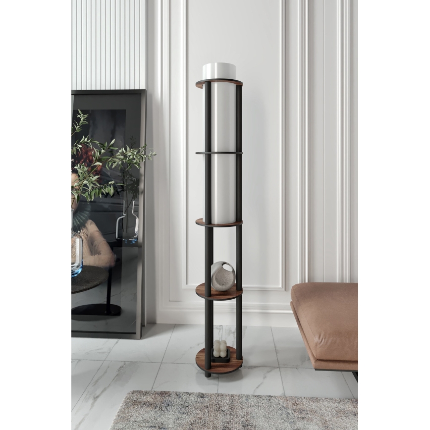 Επιτραπέλιος λαμπερός με ράφια NOTO 1xE27/40W/230V καφέ/μαύρη