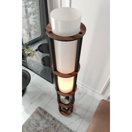 Επιτραπέλιος λαμπερός με ράφια NOTO 1xE27/40W/230V καφέ/μαύρη