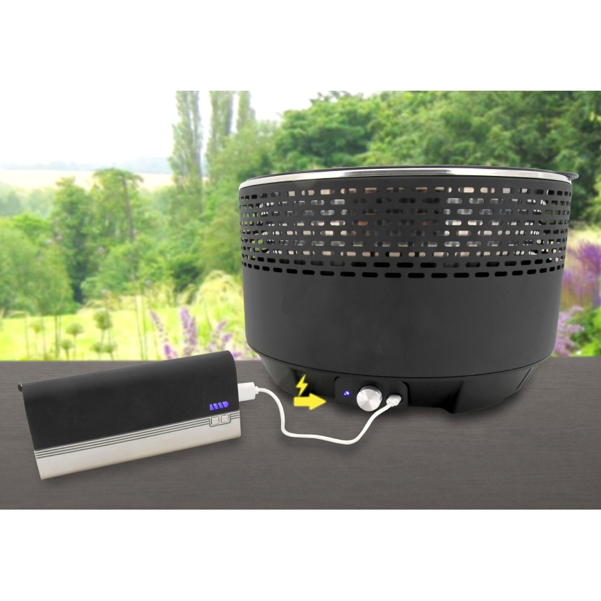 Επιτραπέζια ψησταριά με κάρβουνα, 4xAA/USB, μαύρο