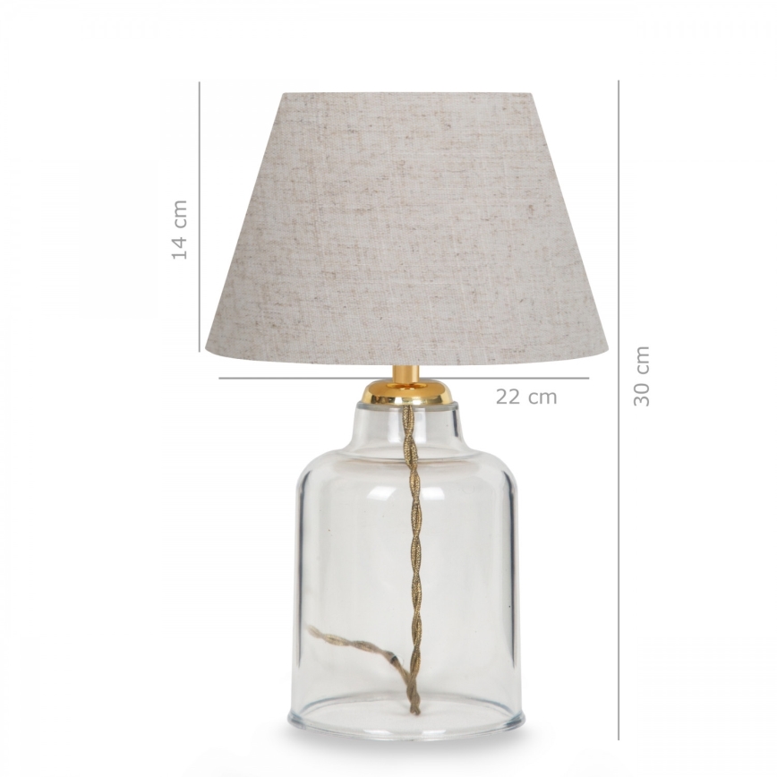 Επιτραπέζιο φωτιστικό AYD 1xE27/40W/230V κρέμα / διαφανές