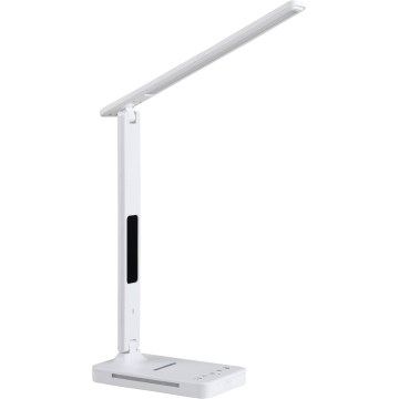 Επιτραπέζιο φωτιστικό LED Dimmable με ασύρματη φόρτιση QI, οθόνη και θύρα USB LED/7W/230V 3000-6000K λευκό