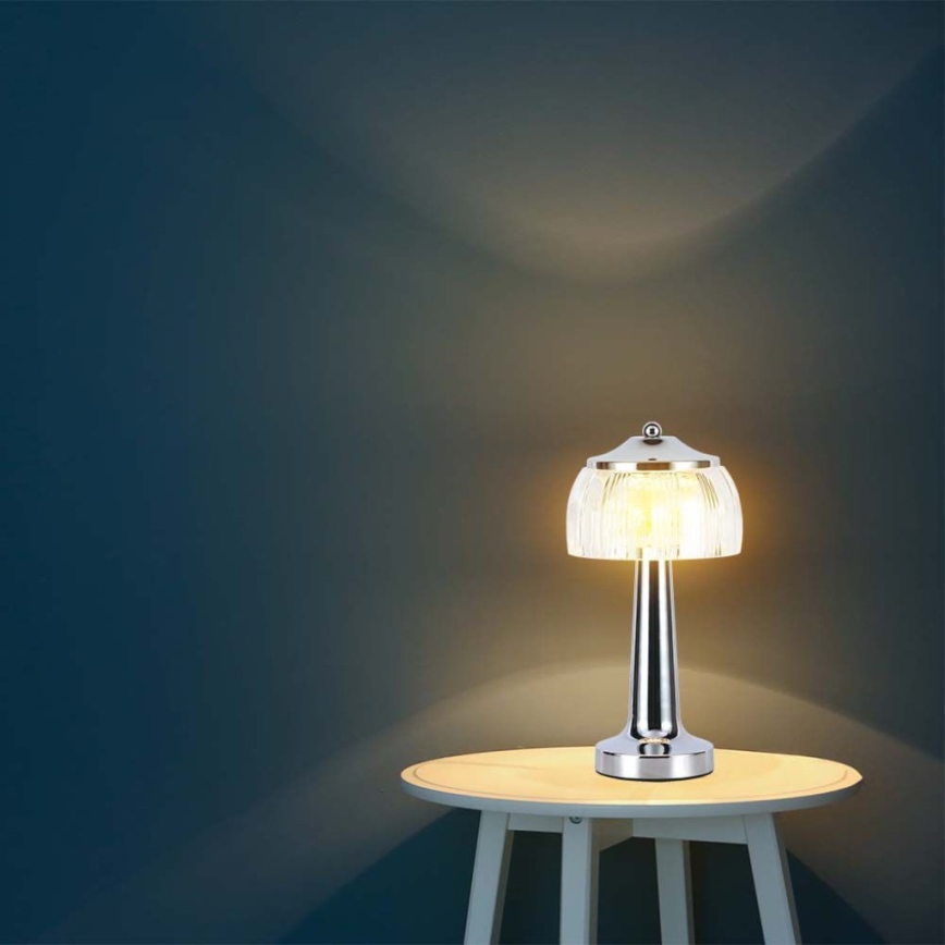 LED Dimmable επαναφορτιζόμενο επιτραπέζιο φωτιστικό αφής LED/1W/5V 3000-6000K 1800 mAh γυαλιστερό χρώμιο