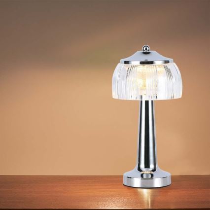LED Dimmable επαναφορτιζόμενο επιτραπέζιο φωτιστικό αφής LED/1W/5V 3000-6000K 1800 mAh γυαλιστερό χρώμιο