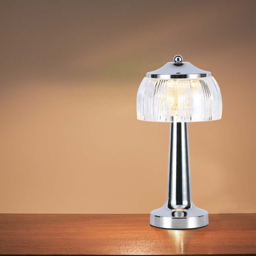LED Dimmable επαναφορτιζόμενο επιτραπέζιο φωτιστικό αφής LED/1W/5V 3000-6000K 1800 mAh γυαλιστερό χρώμιο