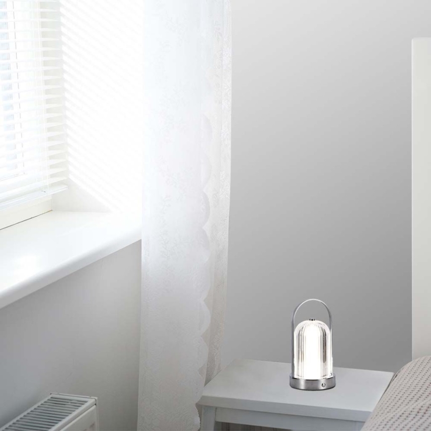 LED Dimmable επαναφορτιζόμενο επιτραπέζιο φωτιστικό αφής LED/1W/5V 3000-6000K 1800 mAh ματ χρώμιο