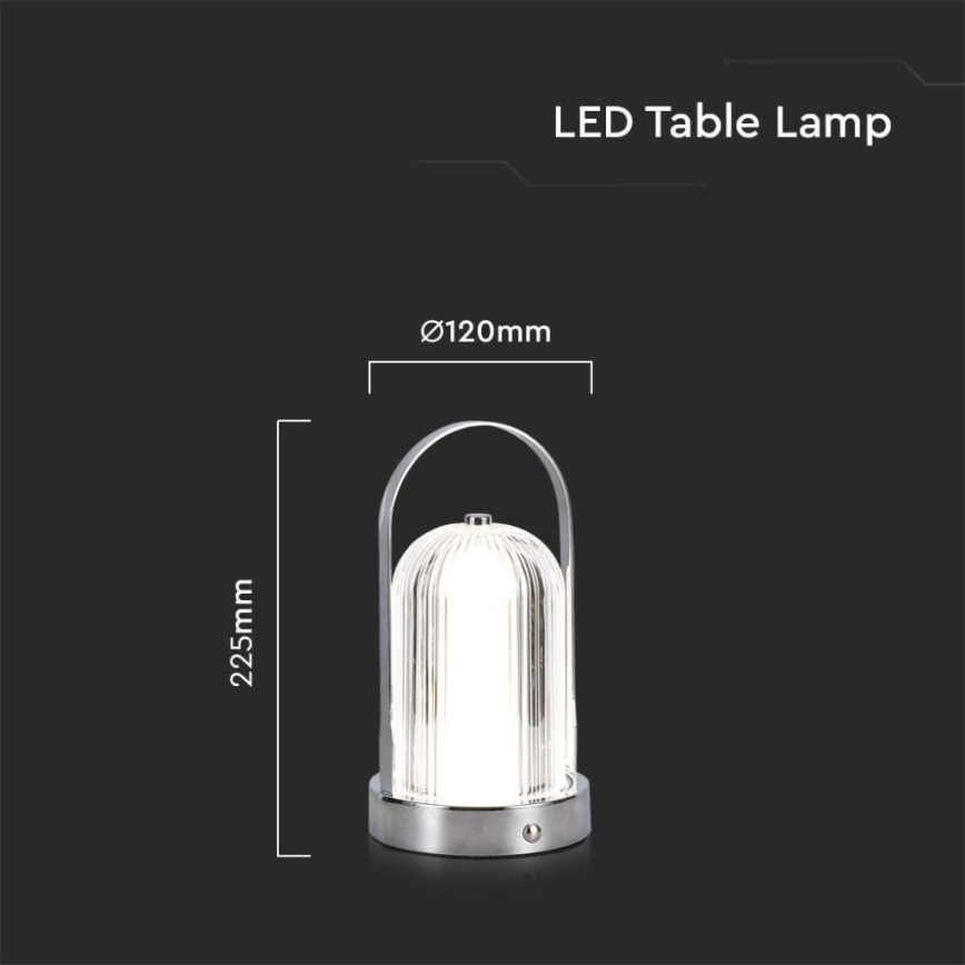 LED Dimmable επαναφορτιζόμενο επιτραπέζιο φωτιστικό αφής LED/1W/5V 3000-6000K 1800 mAh ματ χρώμιο