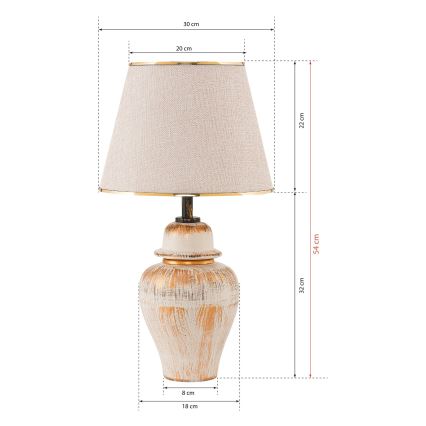 Επιτραπέζιο φωτιστικό RAMZES 1xE27/40W/230V κρεμ/χρυσό