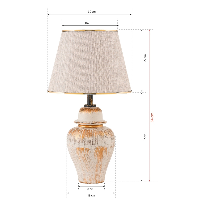 Επιτραπέζιο φωτιστικό RAMZES 1xE27/40W/230V κρεμ/χρυσό