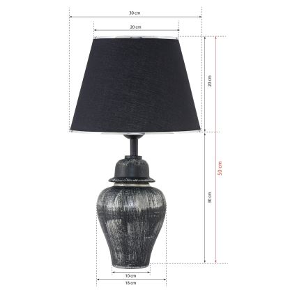 Επιτραπέζιο φωτιστικό RAMZES 1xE27/40W/230V μαύρο/ασημί