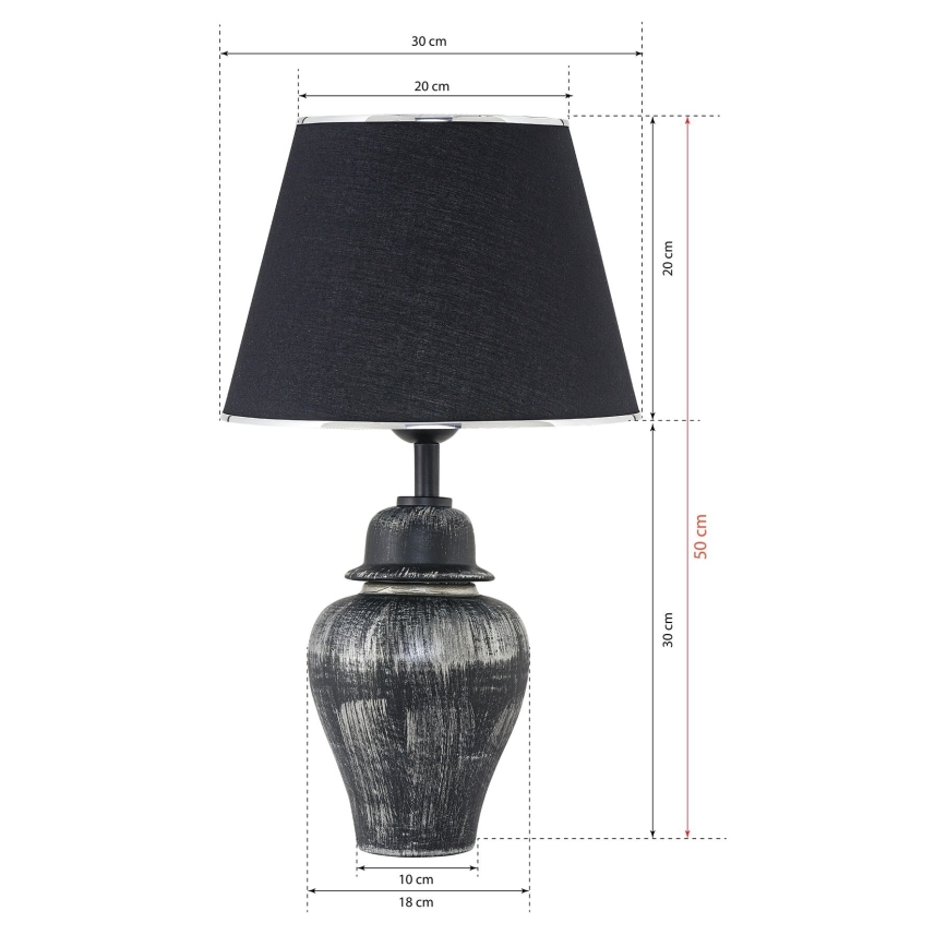 Επιτραπέζιο φωτιστικό RAMZES 1xE27/40W/230V μαύρο/ασημί