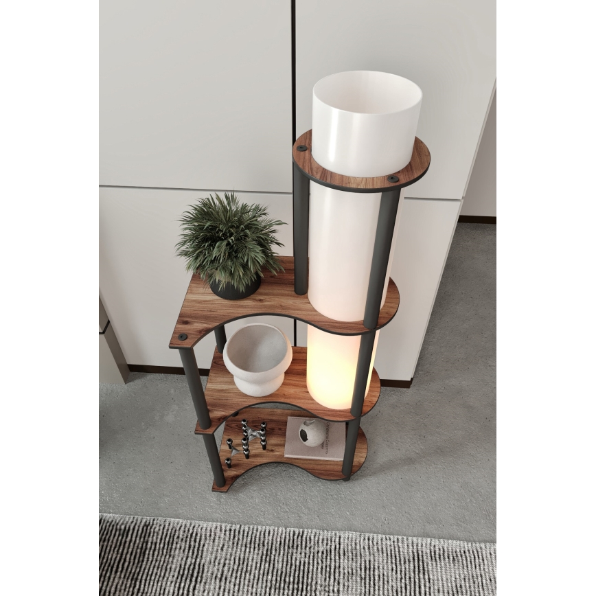 Επιτραπέζιο φωτιστικό με ράφια NOTO 1xE27/40W/230V καφέ/μαύρο