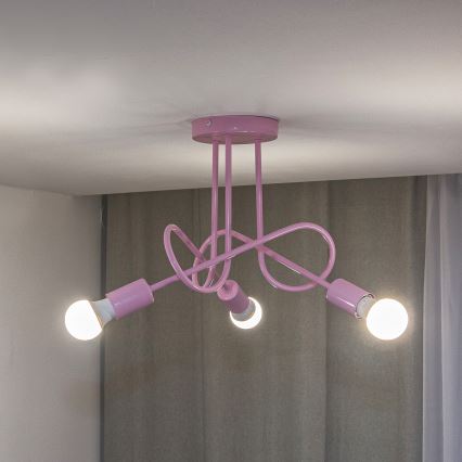 Επιφανειακό φωτιστικό οροφής OXFORD 3xE27/15W/230V ροζ