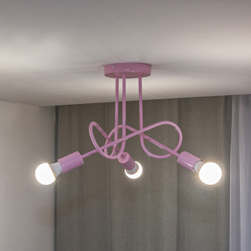 Επιφανειακό φωτιστικό οροφής OXFORD 3xE27/15W/230V ροζ