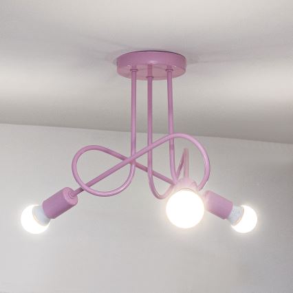 Επιφανειακό φωτιστικό οροφής OXFORD 3xE27/15W/230V ροζ
