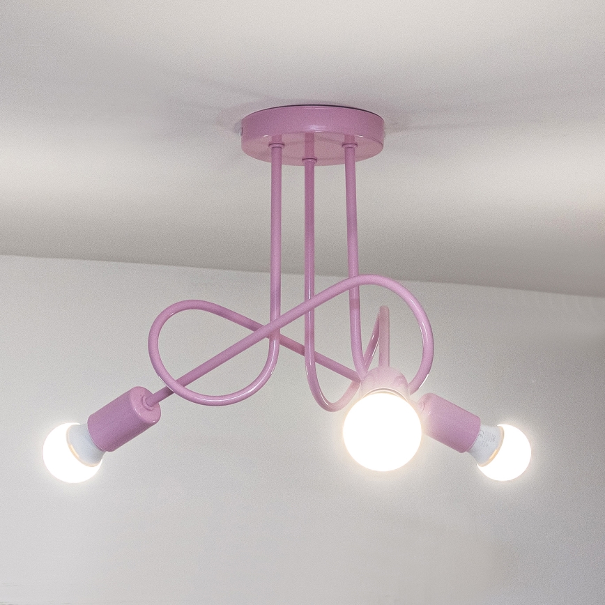 Επιφανειακό φωτιστικό οροφής OXFORD 3xE27/15W/230V ροζ