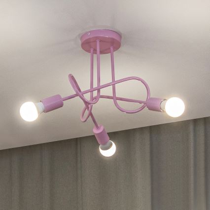 Επιφανειακό φωτιστικό οροφής OXFORD 3xE27/15W/230V ροζ