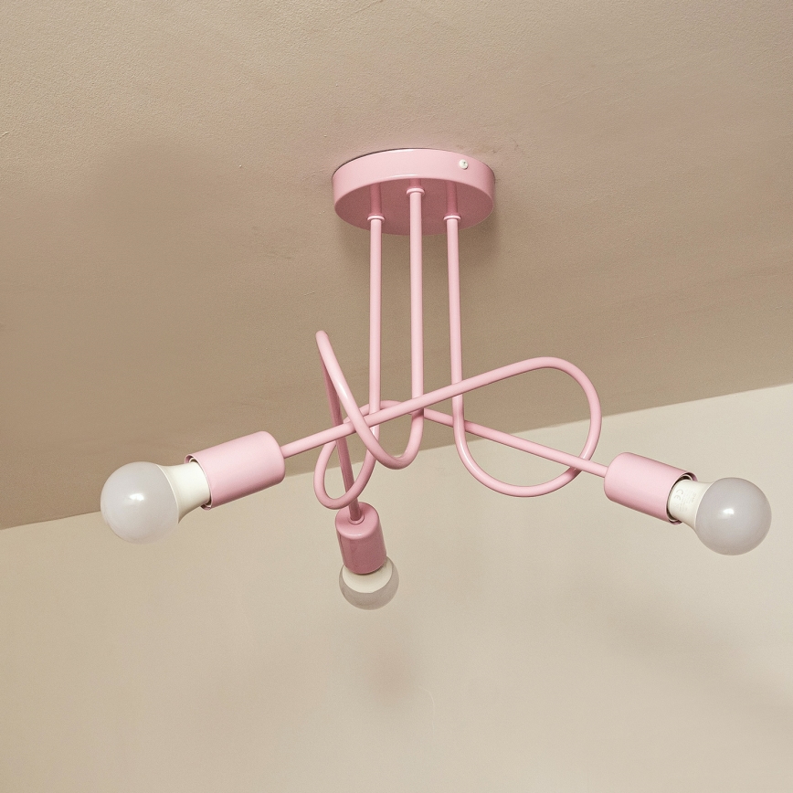 Επιφανειακό φωτιστικό οροφής OXFORD 3xE27/15W/230V ροζ