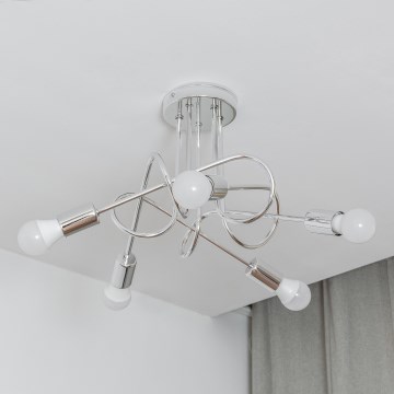 Επιφανειακό φωτιστικό οροφής OXFORD 5xE27/15W/230V γυαλιστερό χρώμιο
