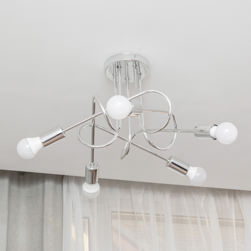 Επιφανειακό φωτιστικό οροφής OXFORD 5xE27/15W/230V γυαλιστερό χρώμιο