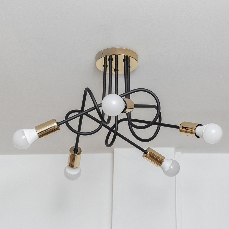 Επιφανειακό φωτιστικό οροφής OXFORD 5xE27/15W/230V χρυσό/μαύρο