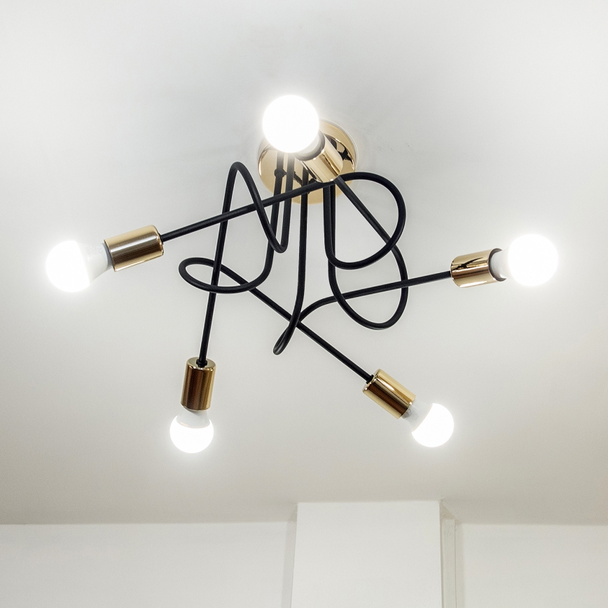 Επιφανειακό φωτιστικό οροφής OXFORD 5xE27/15W/230V χρυσό/μαύρο