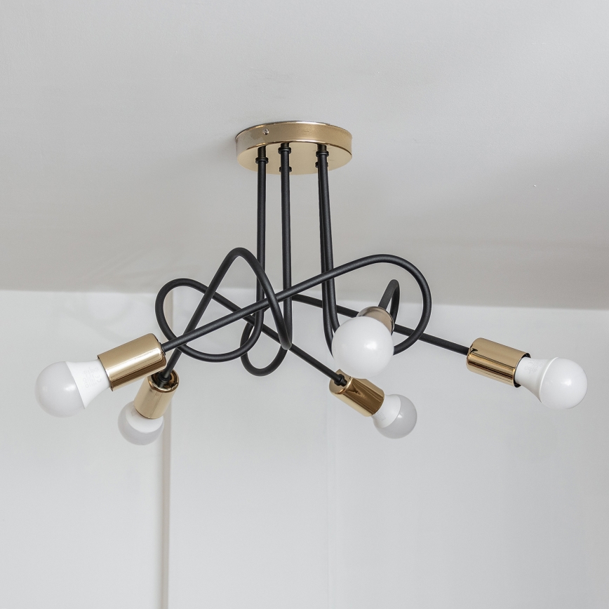 Επιφανειακό φωτιστικό οροφής OXFORD 5xE27/15W/230V χρυσό/μαύρο